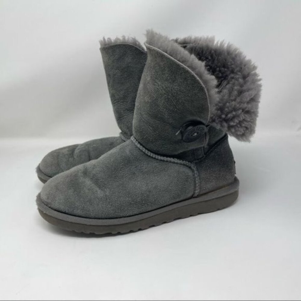 Ugg Grey Bailey Button Suede/Sheepskin Boots 5803